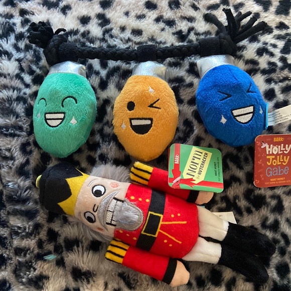 Bark Dog New Lot Of 2 Dog Squeaky Toys Christmas Themed Lights Nutcracker Poshmark